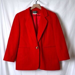 Harve Benard Women Wool Cashmere Blend Blazer Red Size 2P Preppy Professional